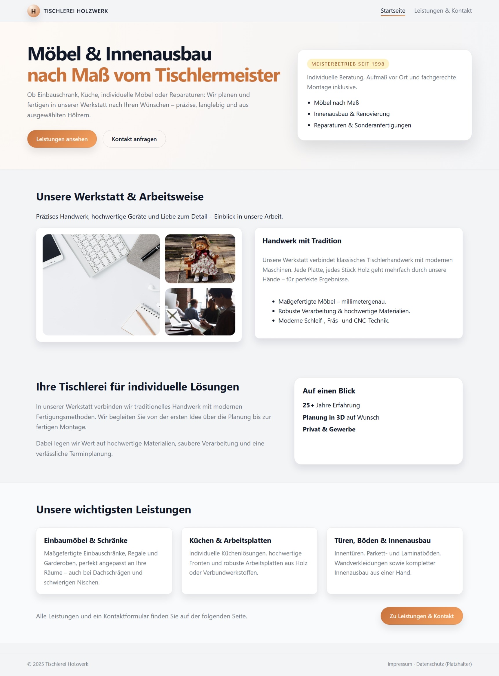 Handwerksbetrieb Webseite – Vorschau